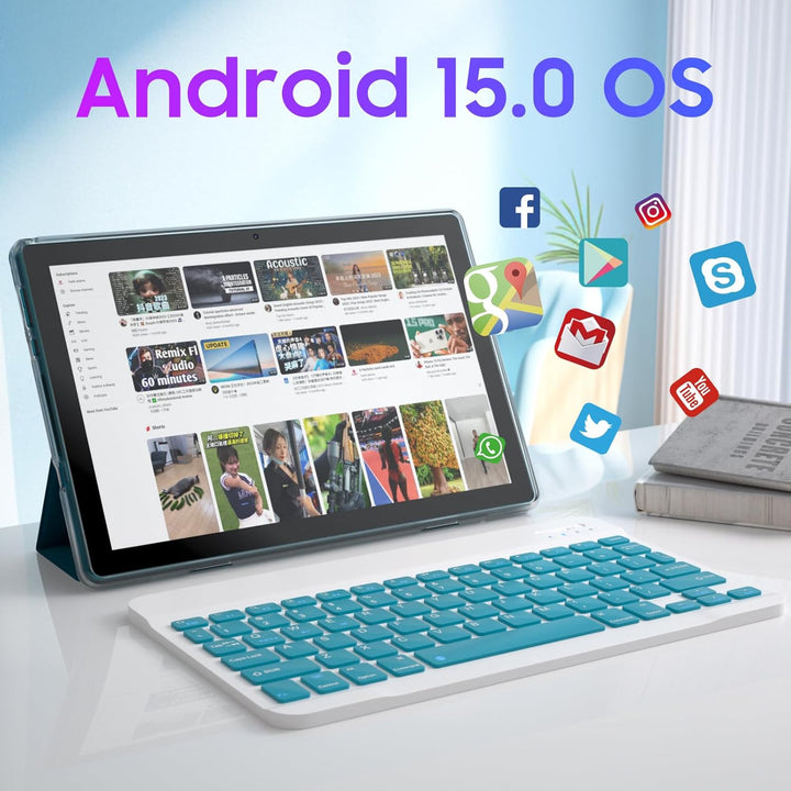 RUIQIAI Tableta Android 15, tabletas 2 en 1 de 10 pulgadas con tecl...