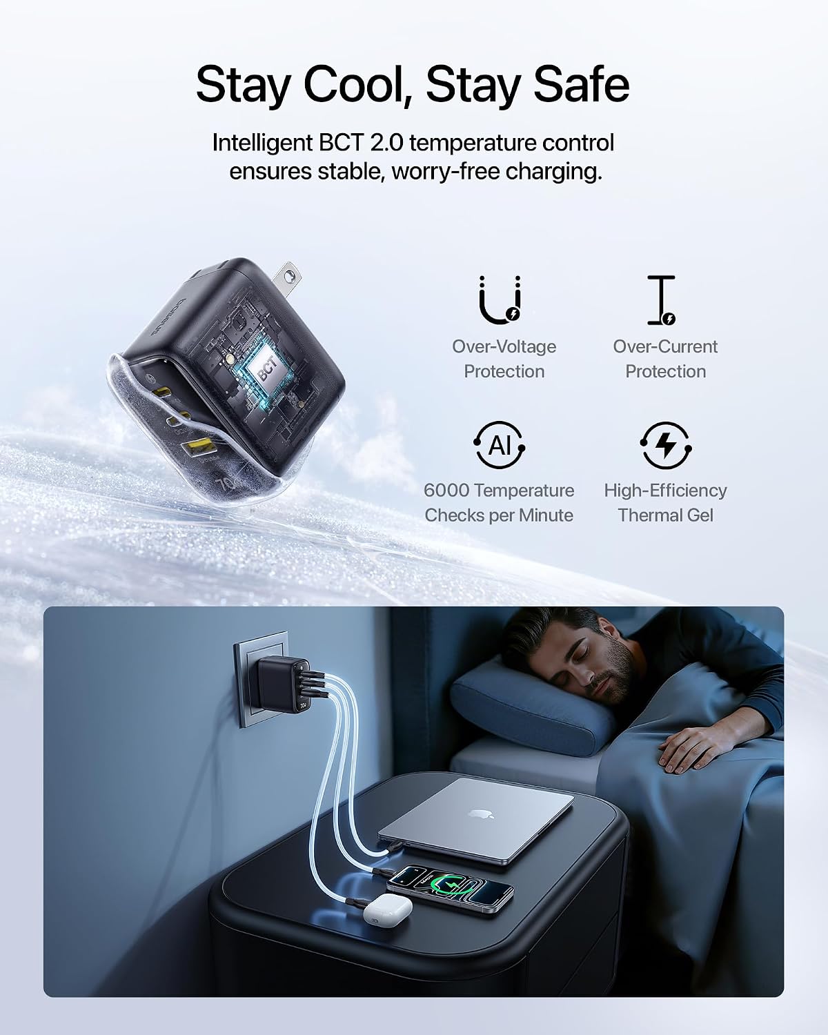 Baseus Enerfill - Cargador USB C de 70 W, bloque de carga rápida con