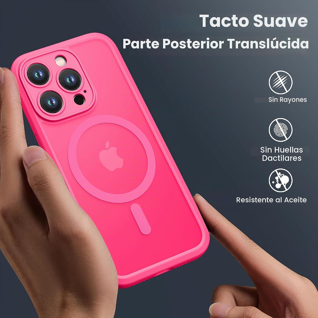 ImpactStrong Protector Magnético Diseñado para Funda iPhone 15 Pro Max [Protección de Cámara] [Prueba de Caídas de Grado Militar] [Compatible con MagSafe] Funda de Teléfono Delgada Translúcida Mate