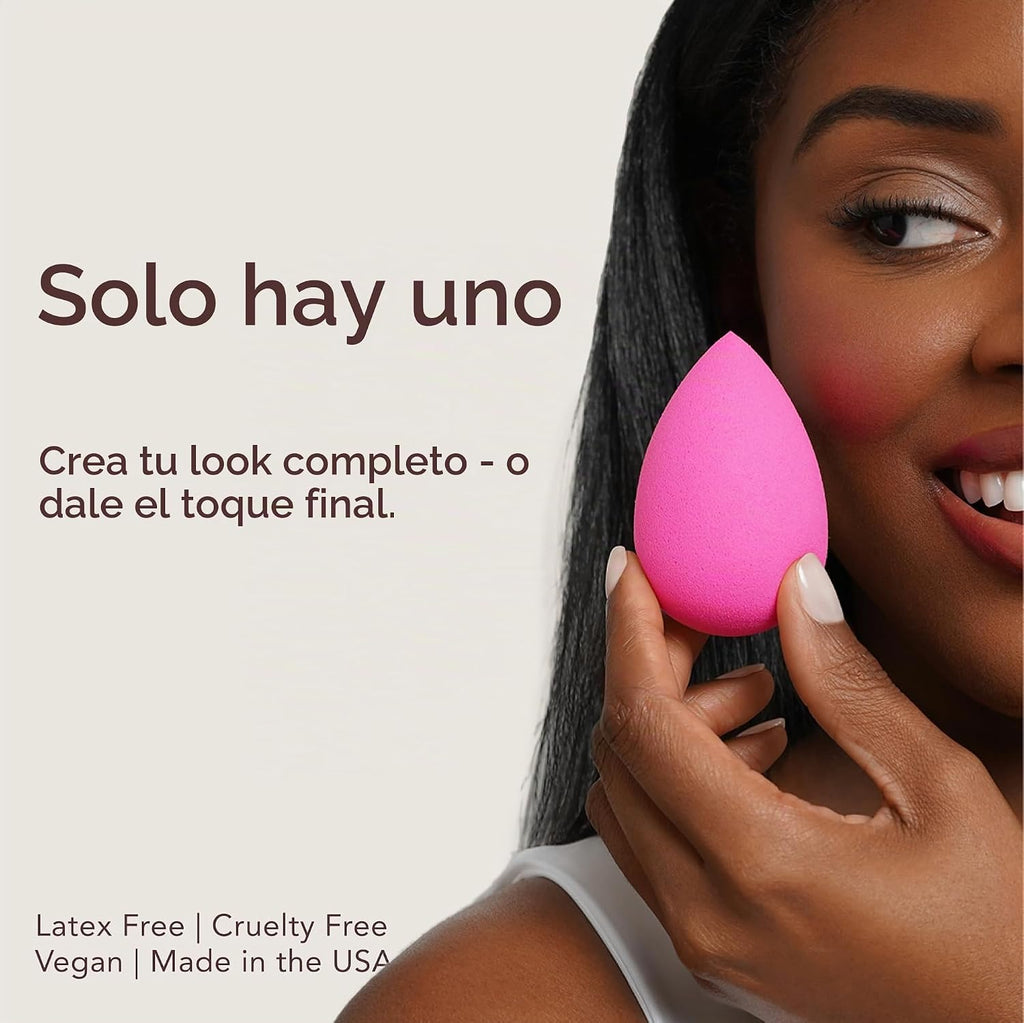 Beautyblender Esponja de maquillaje rosa original | Espuma de mezcla súper suave para bases, polvos y cremas | Reutilizable y lavable, vegano y libre de crueldad, acabado sin rayas