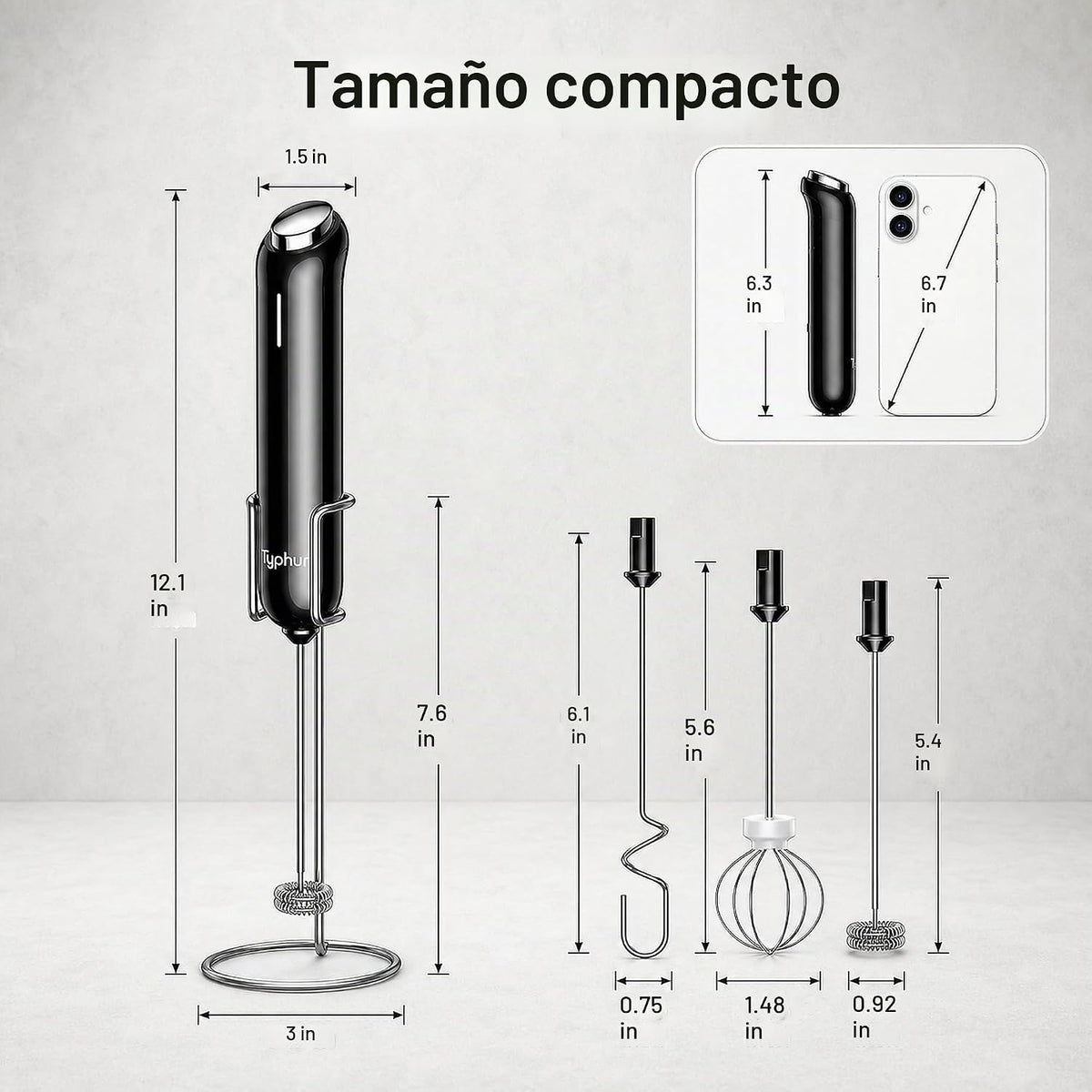 InstaWhisk - Espumador de leche mejorado con velocidad variable, varita espumadora de café portátil recargable con batidores desmontables, mezclador de bebidas eléctrico para latte, capuchino, leche