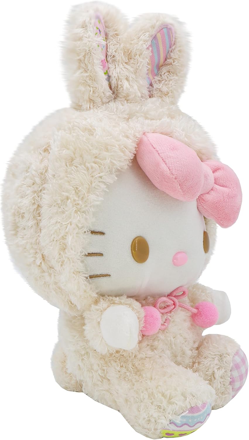Peluche Kawaii de caricatura de conejito de dibujos animados, juguetes suaves de peluche de conejo, juguete de peluche de animales de peluche, regalos de cumpleaños para niñas y niños (L)