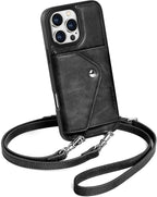 Funda cruzada de cuero genuino para iPhone 16 Pro Max