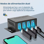 Coolgear, CG-U3MINI4PH, hub USB 3.2 de 4 puertos, alimentado, adaptador 5V/4A