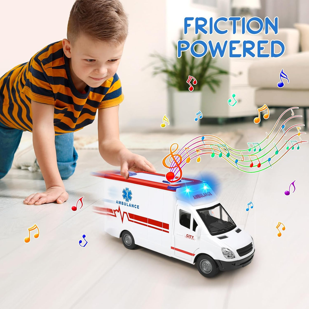 Ambulancia de juguete para niños de 3 a 5 años con 4 luces