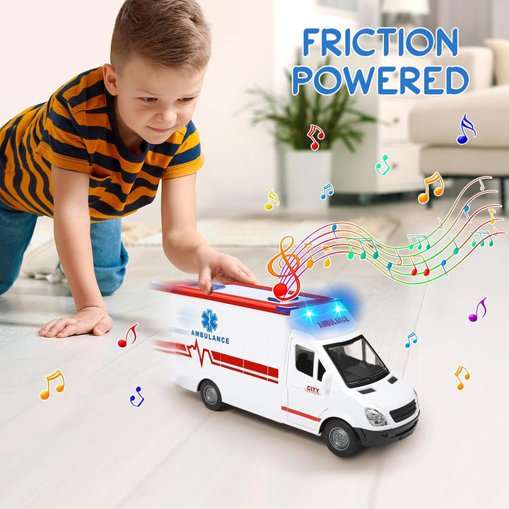 Ambulancia de juguete para niños de 3 a 5 años con 4 luces
