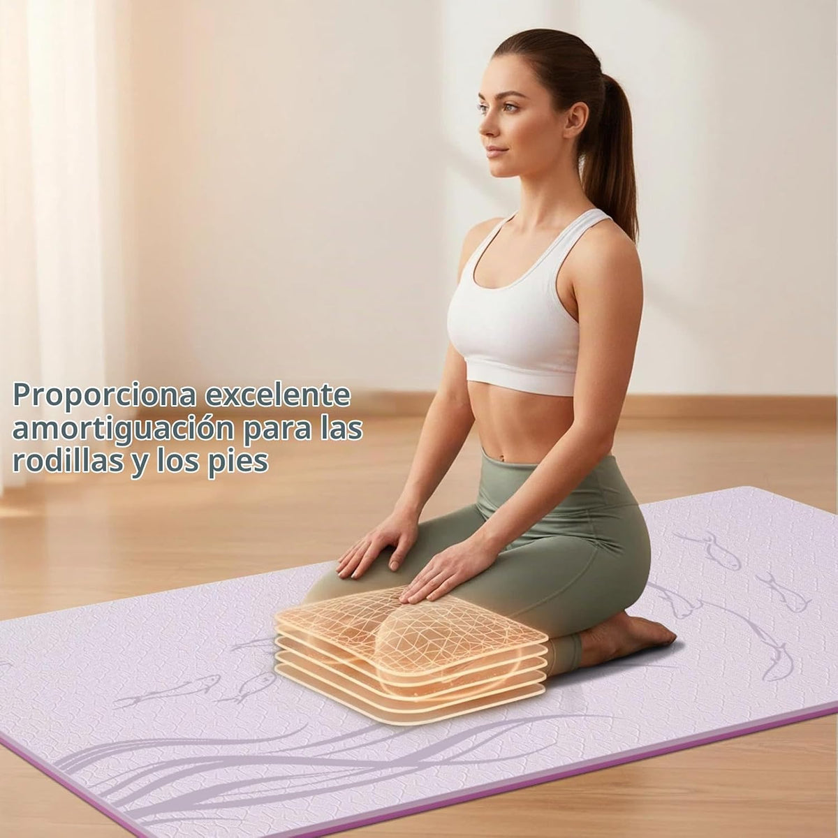 Esterilla de yoga extra ancha 76"x40"x10mm TPE antideslizante