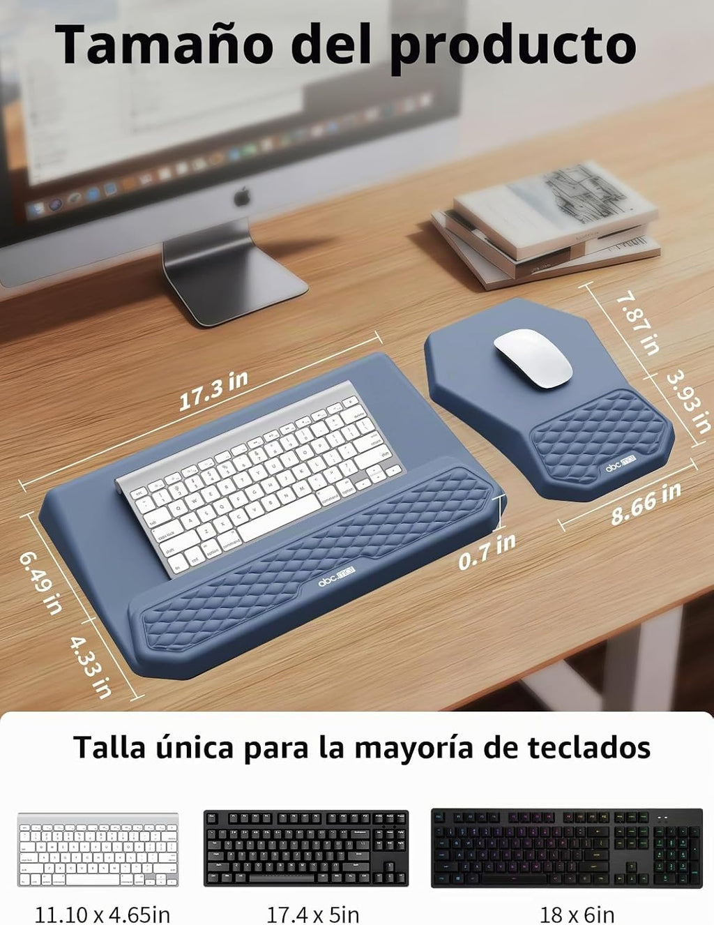 Soporte ergonómico 3 en 1 para teclado con reposamuñecas y juego de