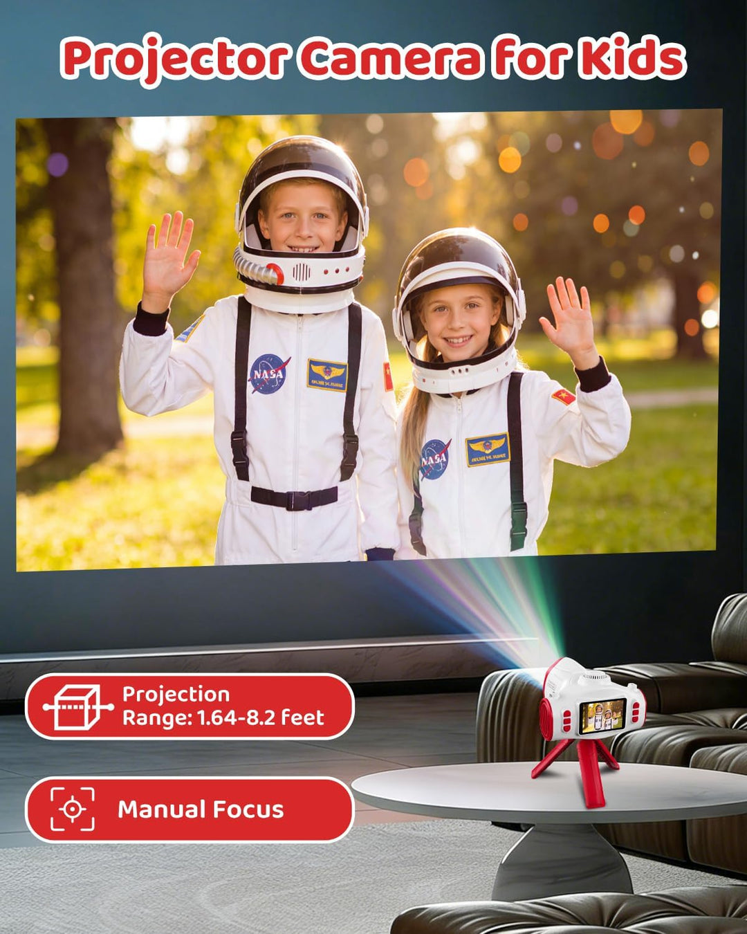 Cámara para niños con proyector, videocámara de video digital 1080P...