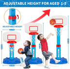 Aro de Baloncesto para Niños Pequeños de Interior para Edades 1-3, Aros de Baloncesto Ajustables para Niños, Mini Aro de Baloncesto con 3 Pelotas para Exterior junto a la Piscina, Juguetes Deportivos
