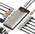 NOVOO Estación de acoplamiento USB C con monitor doble, estación de acoplamiento para laptop 15 en 1, 3 monitores con 2 puertos HDMI, VGA, USB C/A, 100 W PD, RJ45, SD/TF y audio, adaptador multipuerto