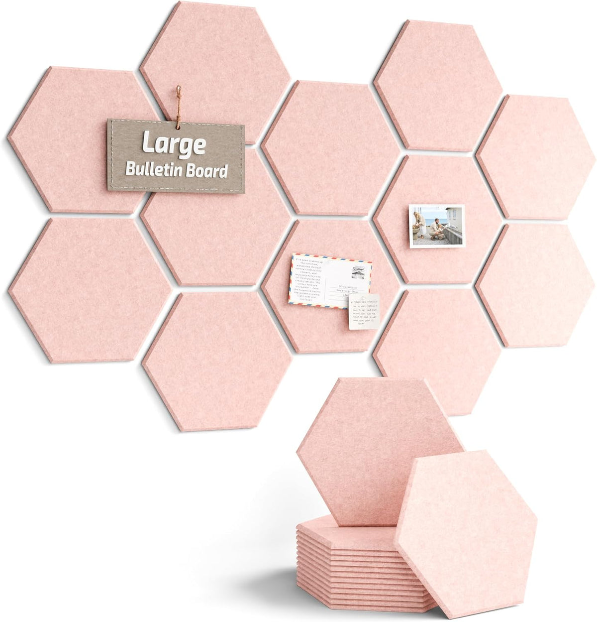 Paquete de 12 azulejos hexagonales de fieltro para tablón de