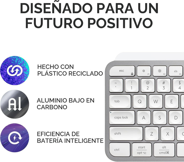 Logitech MX Keys S - Teclado inalámbrico, perfil bajo, escritura si...