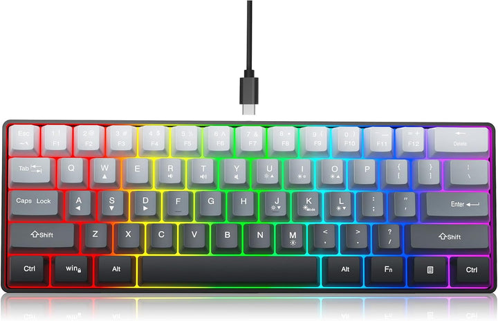 Snpurdiri - Teclado para videojuegos 60% con cable, retroiluminado...