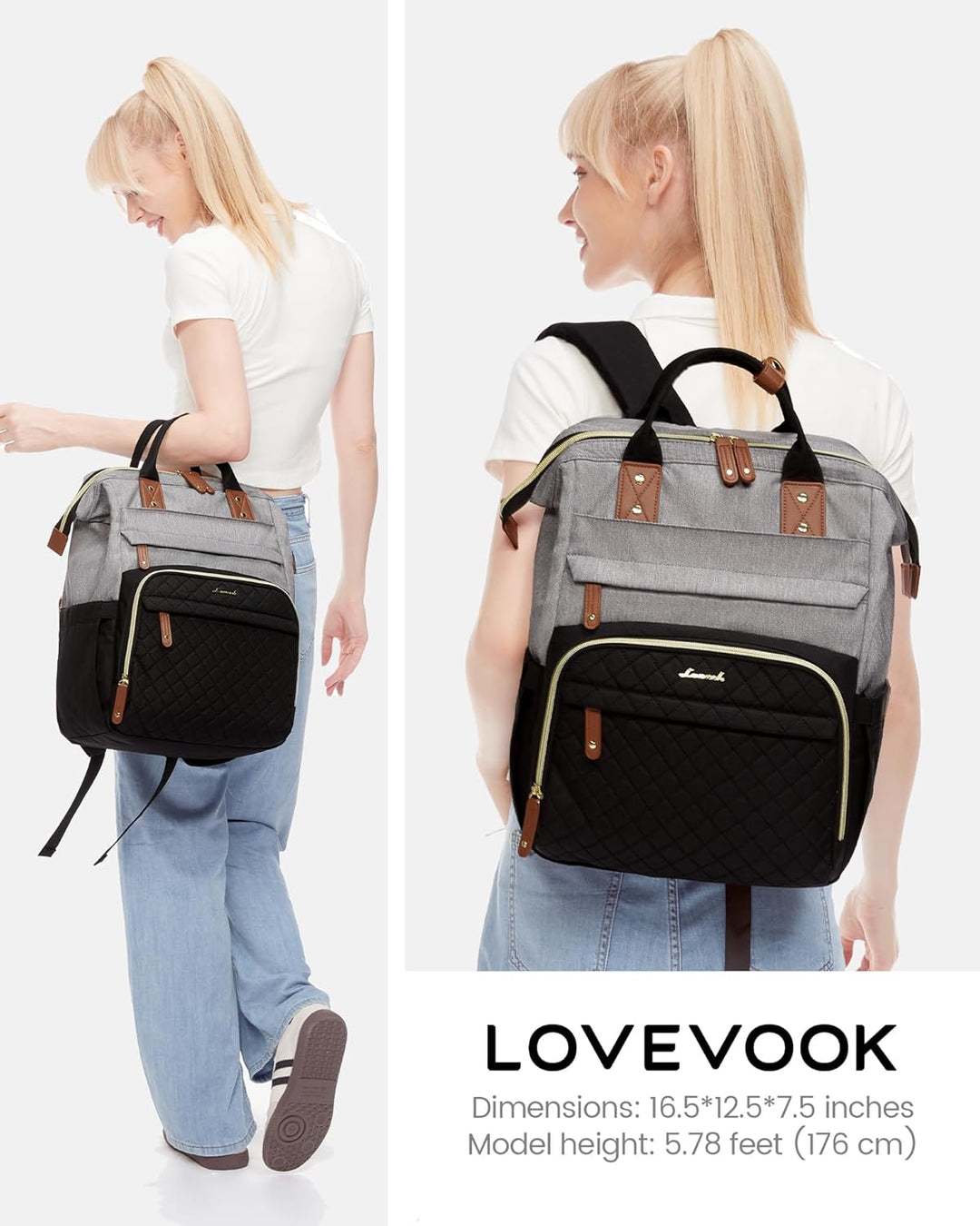 LOVEVOOK - Mochila para laptop de mujer, 15.6" impermeable, bol...