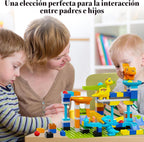 Bloques de Construcción Carrera de Mármol, Pista de Mármol con Dinosaurios, Ladrillos Grandes Clásicos para Niños de 3, 4, 5, 6, 7 + Años, Compatibles con Todas las Marcas Principales