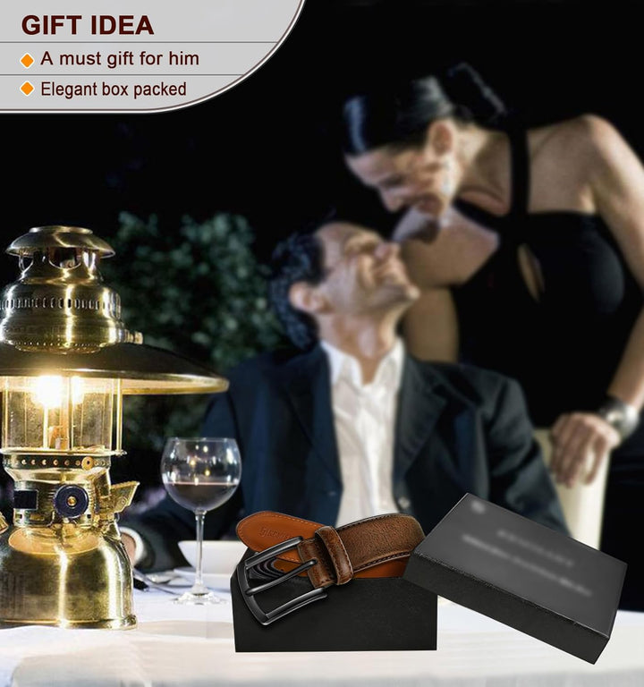 BULLIANT Cinturón para hombre, 2 unidades, cinturón de cuero, 7 agu...