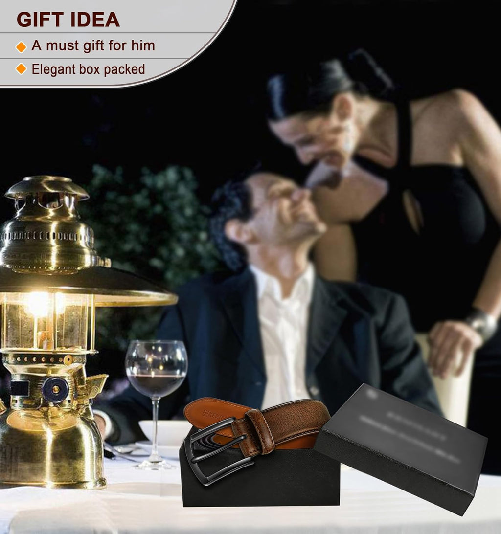 BULLIANT Cinturón para hombre, 2 unidades, cinturón de cuero, 7 agu...