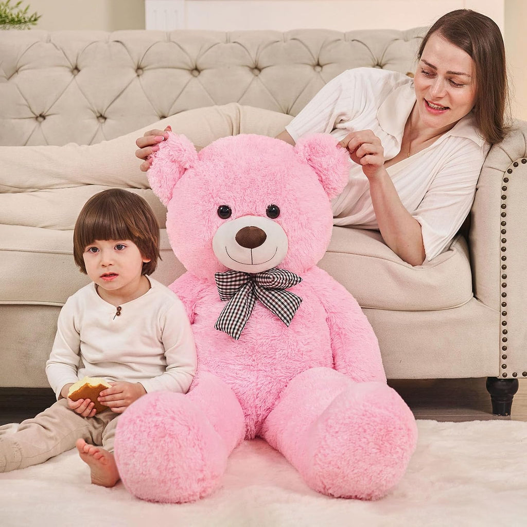 MaoGoLan Oso de peluche gigante de 4 pies, adorable y tierno oso de peluche grande animal de peluche de 47 pulgadas, oso de peluche rosa regalo de peluche decoración para baby shower, fiesta