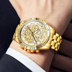 OLEVS Reloj para Hombres Esqueleto Negocio Vestir Acero Inoxidable Impermeable Luminoso Reloj de Pulsera para Hombres