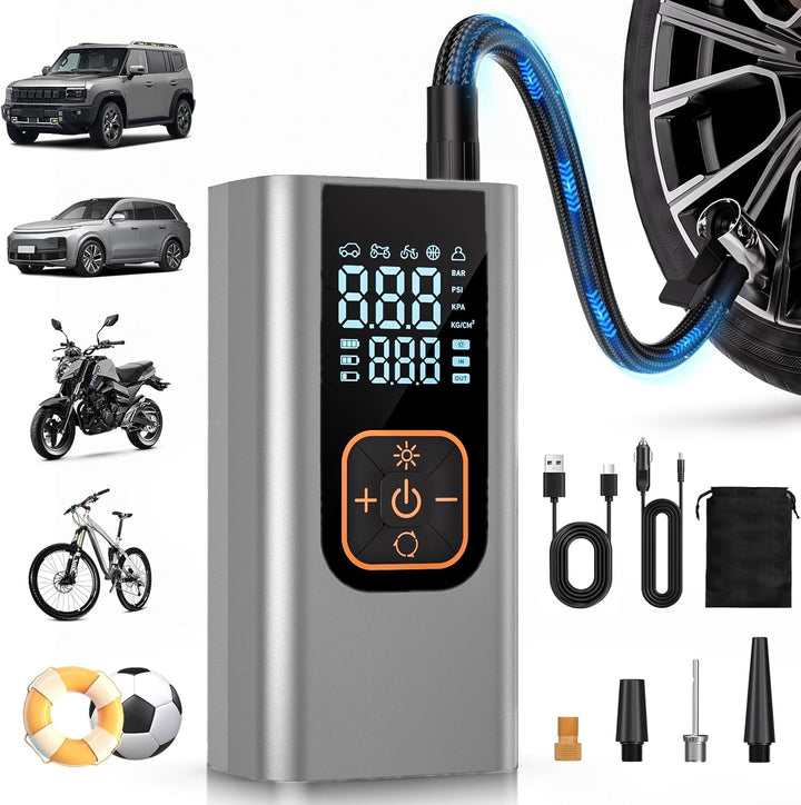 QKMPOM Inflador de neumáticos de 180 PSI, compresor de aire portáti...