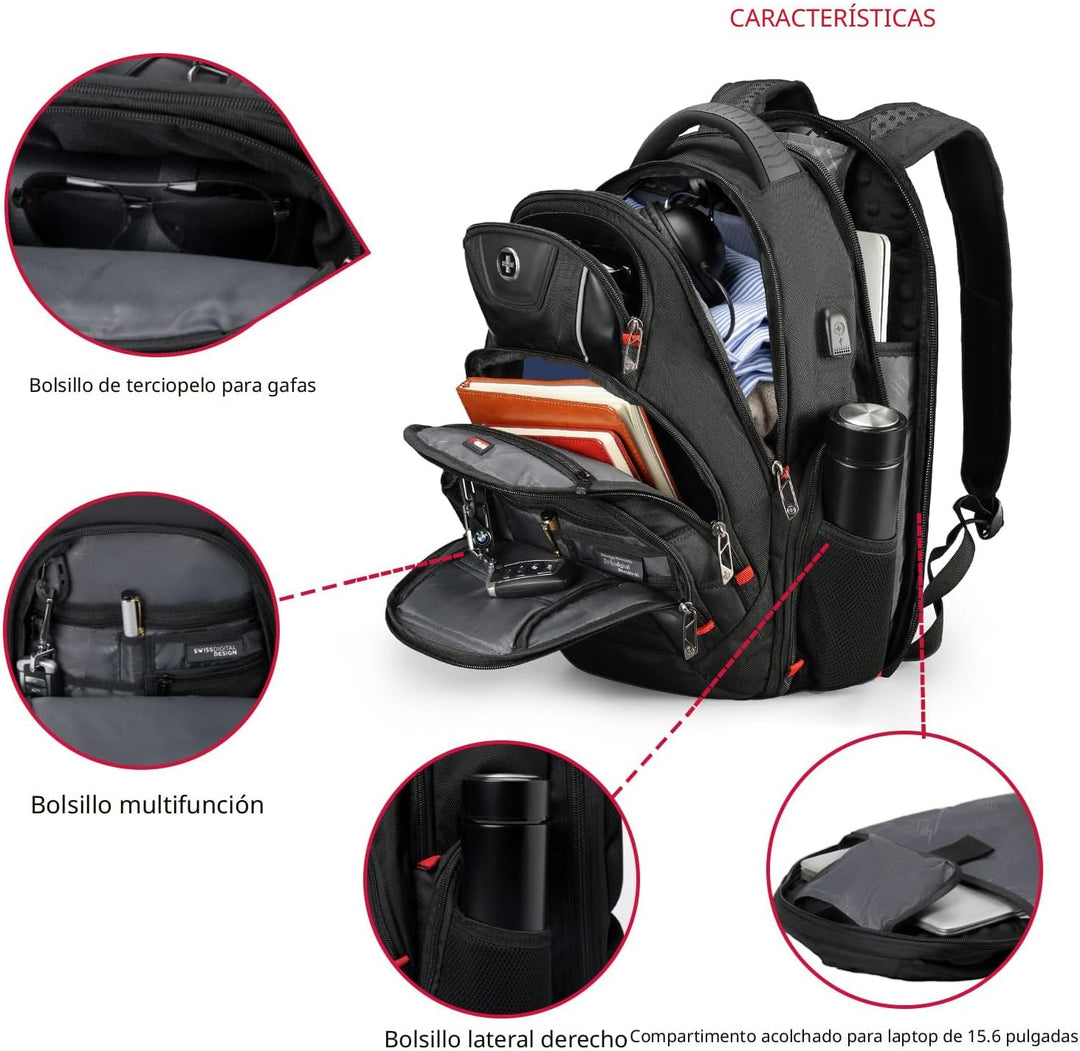 Swissdigital - Mochila de diseño para viaje para hombres, compatibl...
