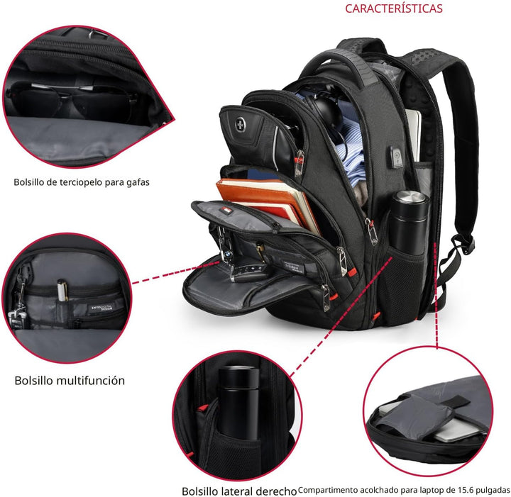Swissdigital - Mochila de diseño para viaje para hombres, compatibl...