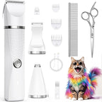 Kit de cortapelos para gatos con recortador de patas, suministros eléctricos 3 en 1 para cabello grueso y enmarañado, afeitadora de trasero de abrigo pesado, afeitadora de pelo para perros en casa (blanco)