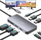 UANTIN - Estación de acoplamiento USB C con monitor dual, estación de acoplamiento para laptop 3 monitores