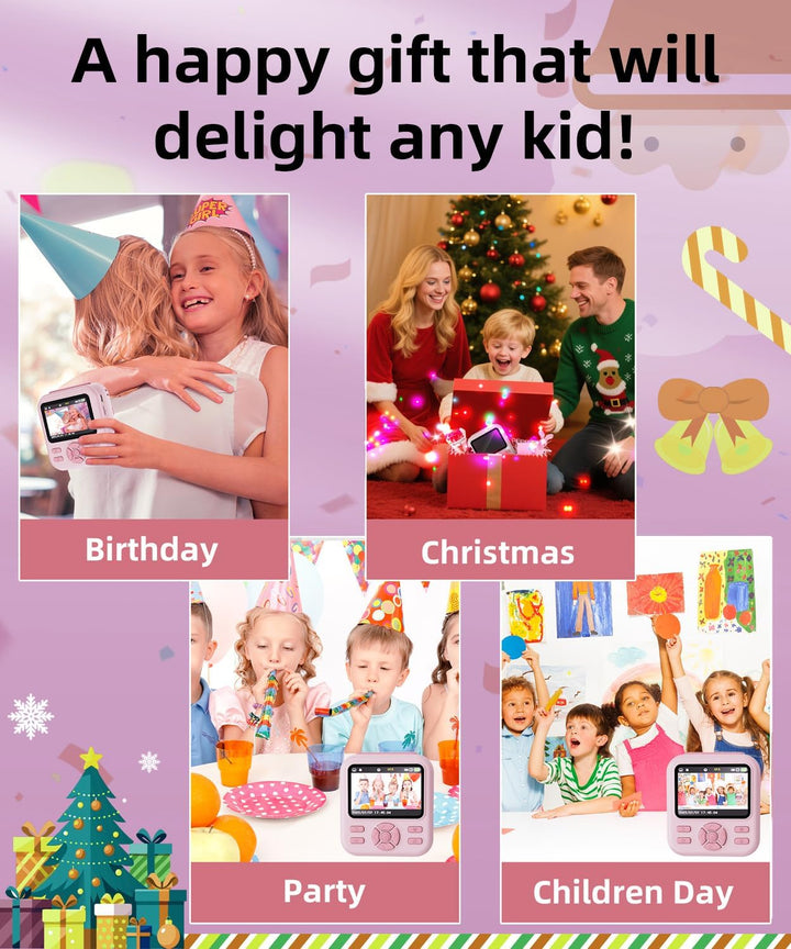 Cámara de impresión instantánea para niños y niñas, cámaras HD de 4...