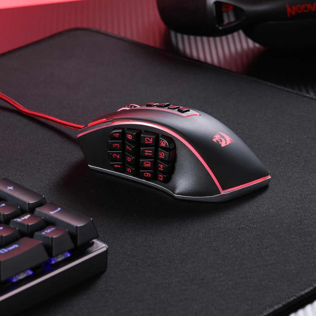 Redragon M990 MMO Ratón Gaming, 32000 DPI de alta precisión con cab...