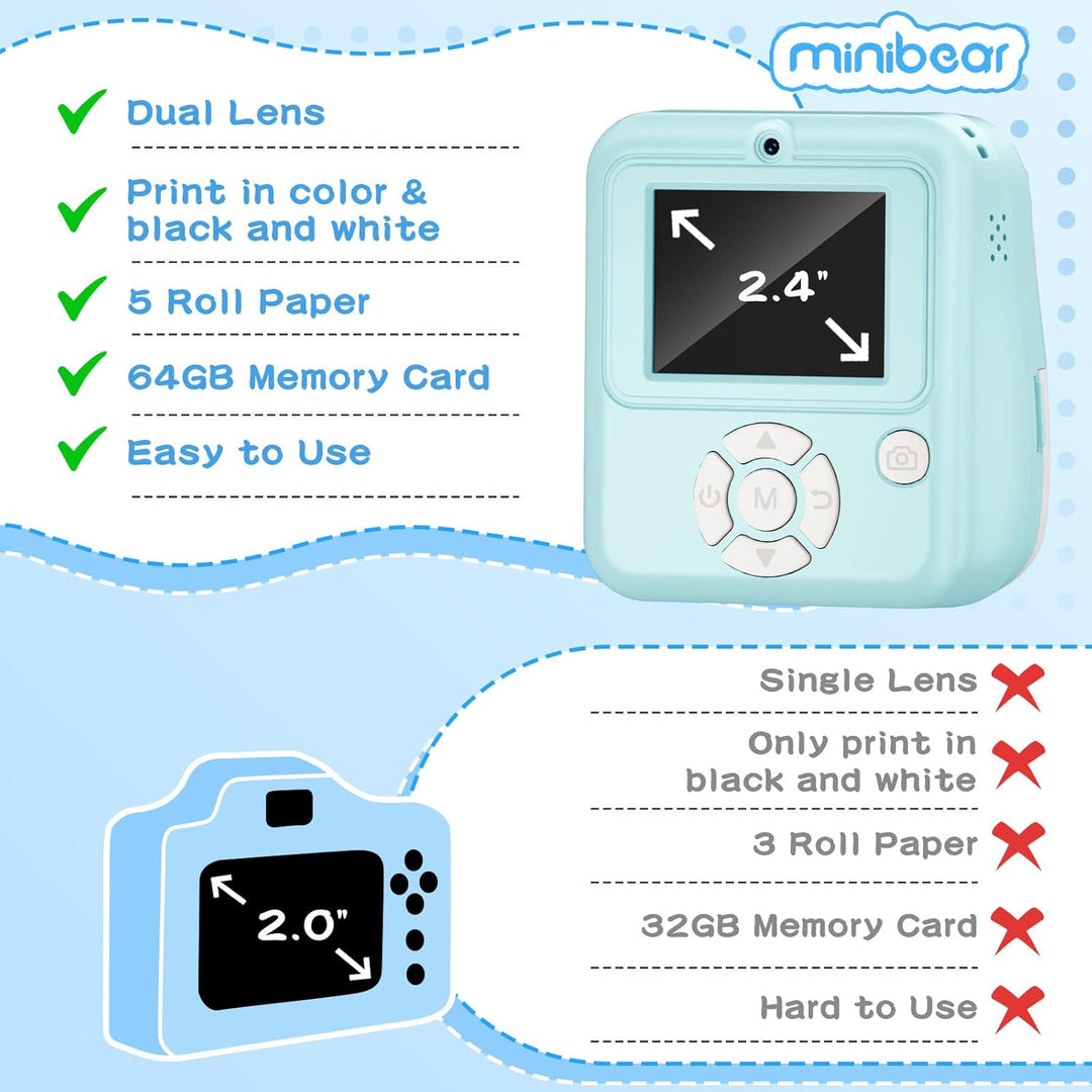 Cámara para Niños con Impresión Instantánea de Fotos a Color, Cámar...