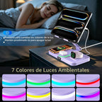 Estación de carga magnética para múltiples dispositivos Apple, cargador inalámbrico con reloj y luz, soporte de carga plegable con cable para iPad/Tab, cargador seguro para iPhone 17, para Apple Watch