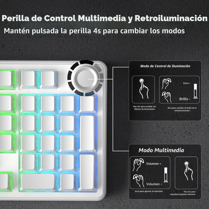 AULA F99 Pro Teclado Mecánico Inalámbrico - Versión Silenciosa, BT5...