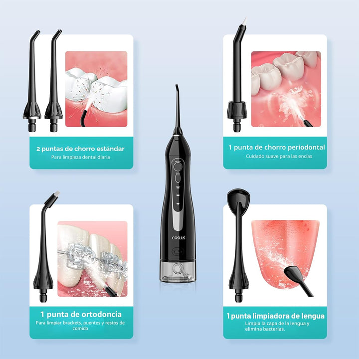 COSLUS Hilo Dental de Agua: Irrigador Oral Portátil Inalámbrico 300...