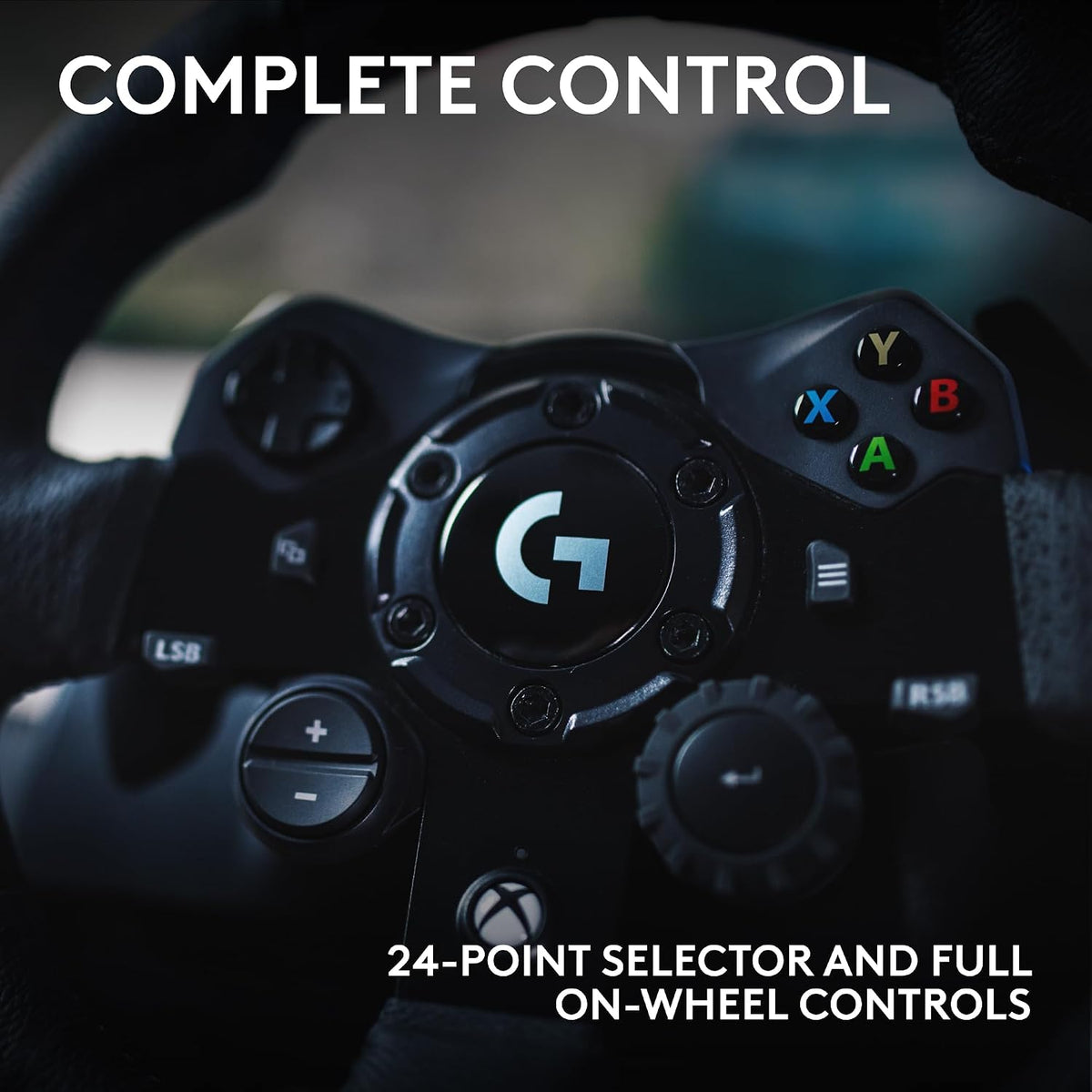 Logitech G923 Steering Wheel y Pedales para Xbox X|S, Xbox One y PC con TRUEFORCE de hasta 1000 Hz, Retroalimentación de Fuerza, Pedal Responsive, Control de Lanzamiento con Doble Cutch, y Cubierta de Cuero Verdadero