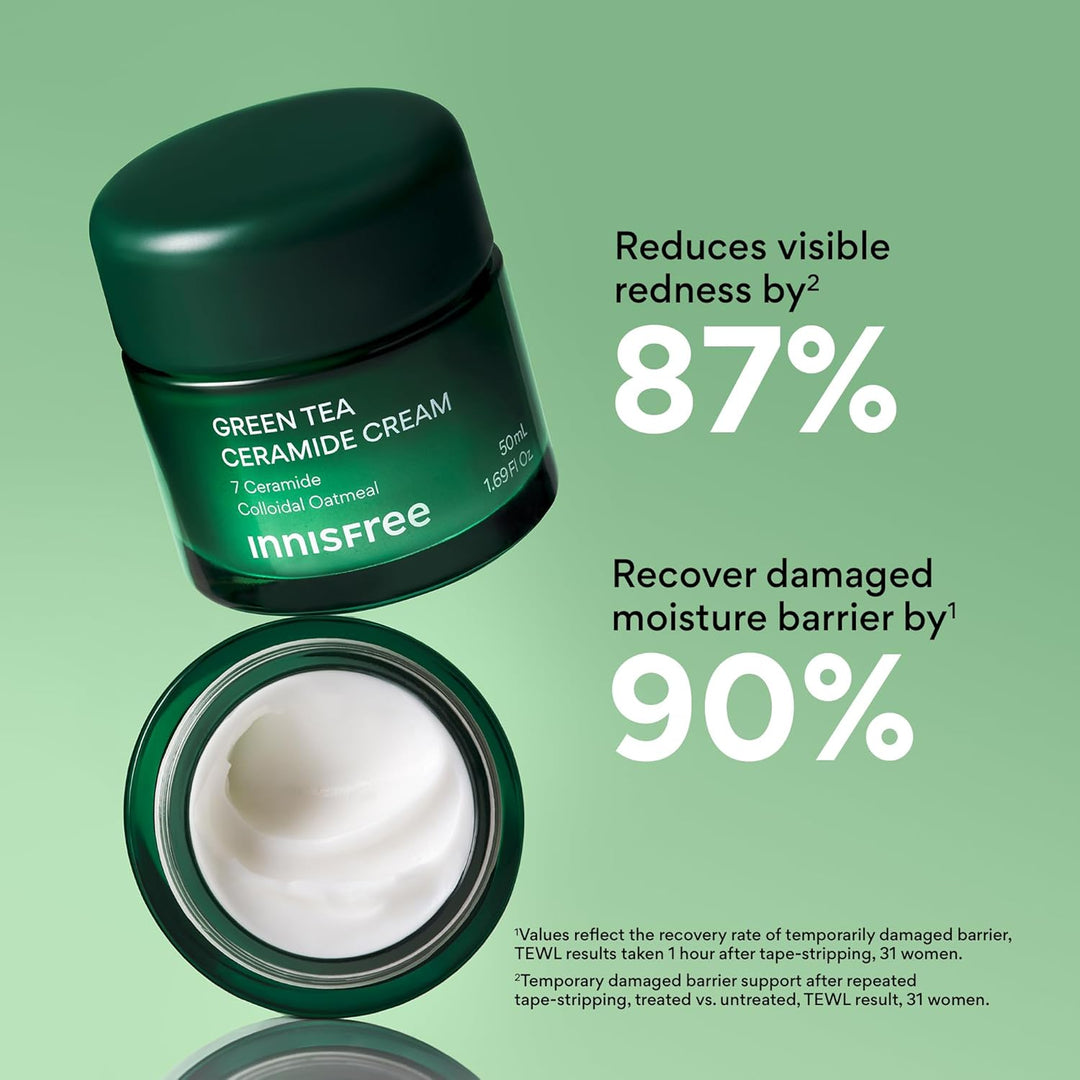 innisfree Crema de ceramida de té verde, crema hidratante de rescat...