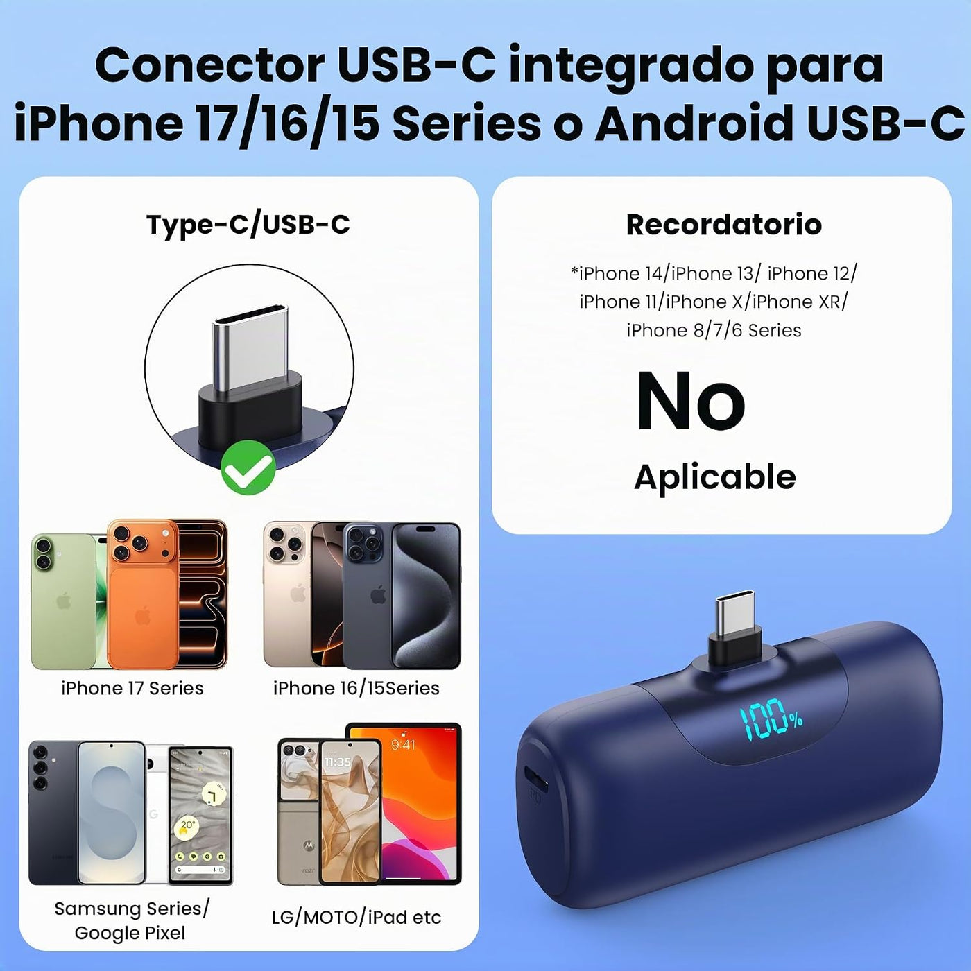 [Paquete de 2] Mini cargador portátil para iPhone 17\/16, pantalla...