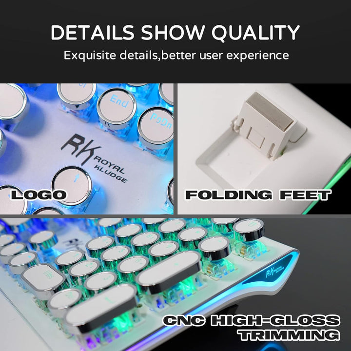 RK ROYAL KLUDGE Teclado mecánico de máquina de escribir S108, tecla...
