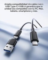 Lexar ES3 SSD portátil de 512 GB Plata, USB 3.2 Gen 2 hasta 1050MB\...