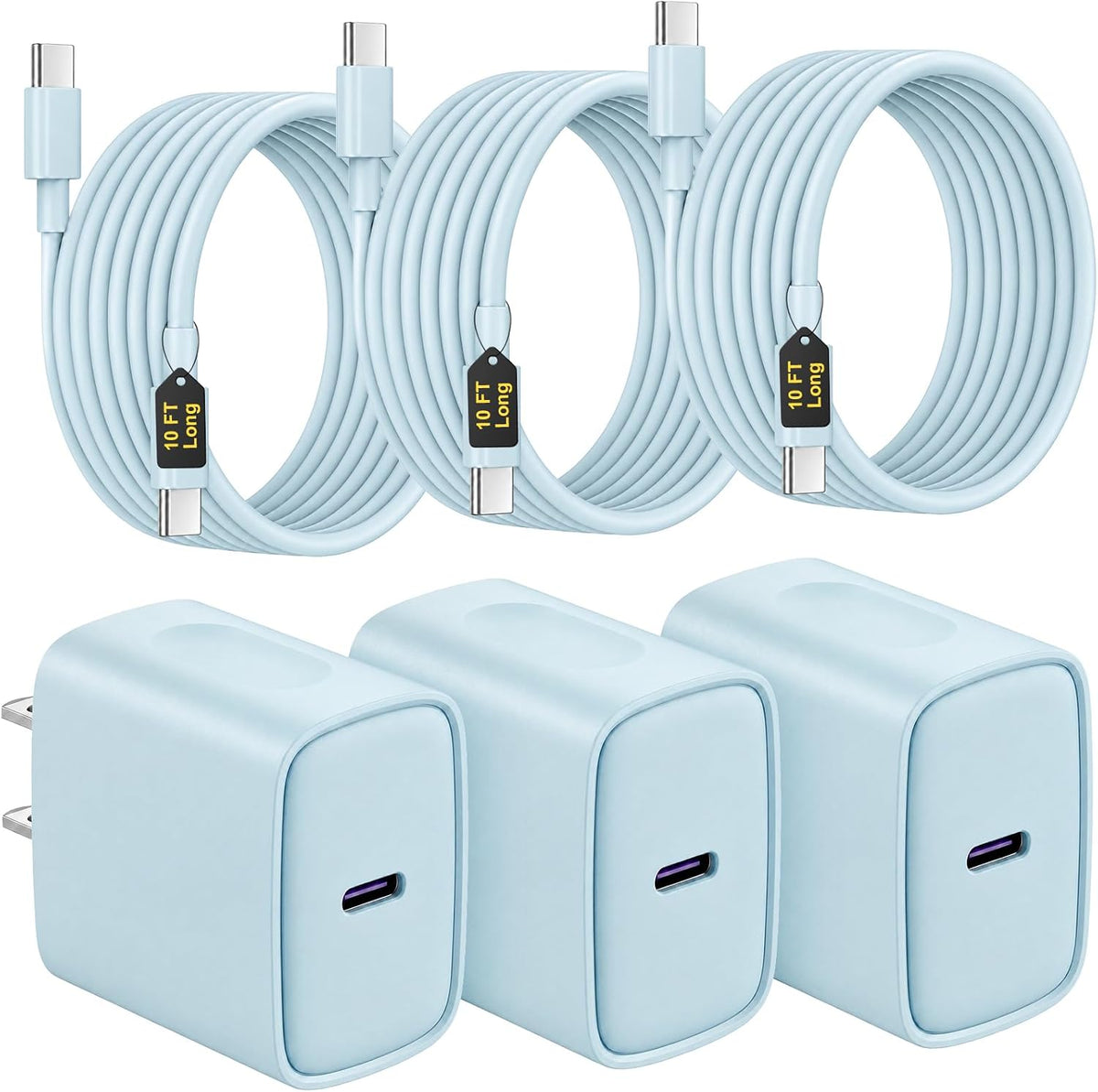Cargador USB C de carga rápida para iPhone 18, 17, 16, 15, 3 unidades
