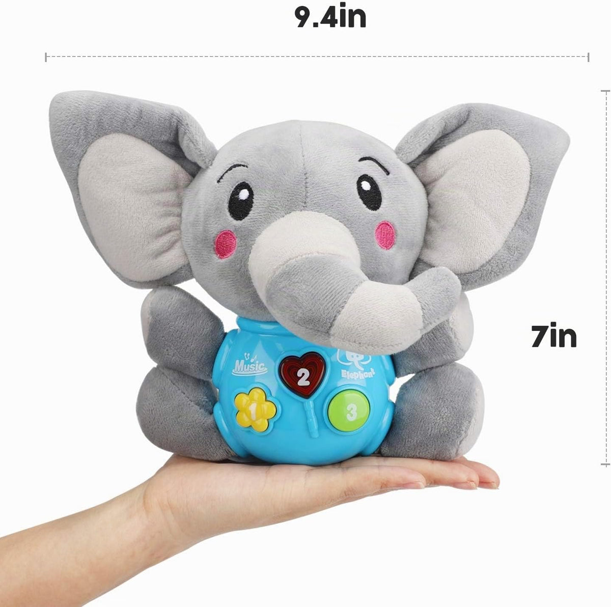 STEAM Life Peluche Musical Elefante con Luces, Bebés 0-36 Meses, Gris