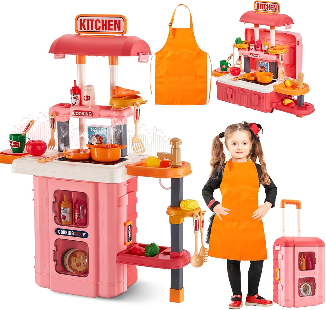Cocina de juego 3 en 1 para niños y niños pequeños, juego de cocina...
