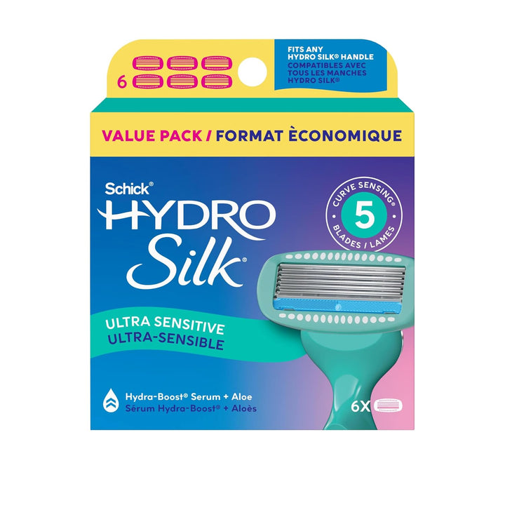 Schick Hydro Silk Recambios de cuchillas de afeitar sensibles, 6 un...