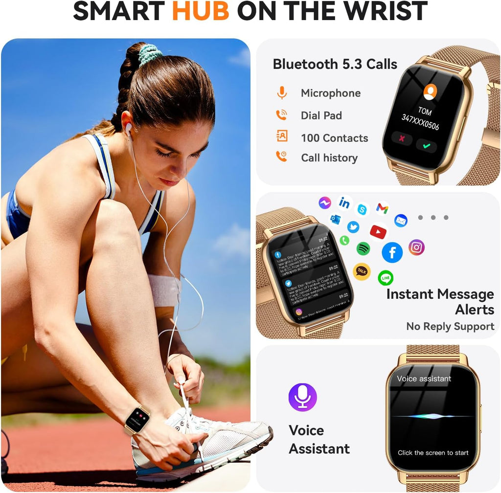 Reloj inteligente para mujer (3 bandas), rastreador de fitness con llamadas