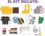 Peachy Keen Crafts Kit de costura para niños, aprende a coser para edades de 8 a 12 años, kit de manualidades de fieltro para principiantes, haz 6 divertidos animales de peluche y un cojín de alfiler