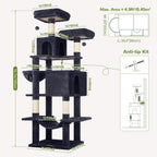Globlazer Torre extra alta para gatos de interior, 76 pulgadas, F76, gris
