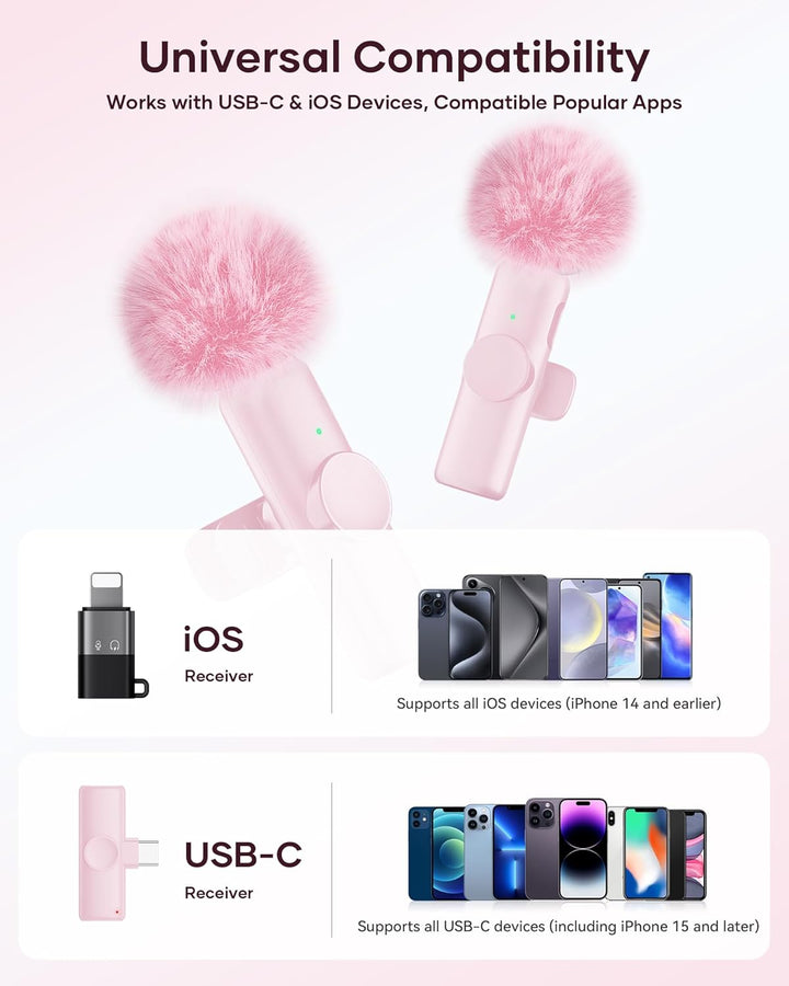 Micrófono inalámbrico para iPhone, iPad y teléfono Android, paquete...