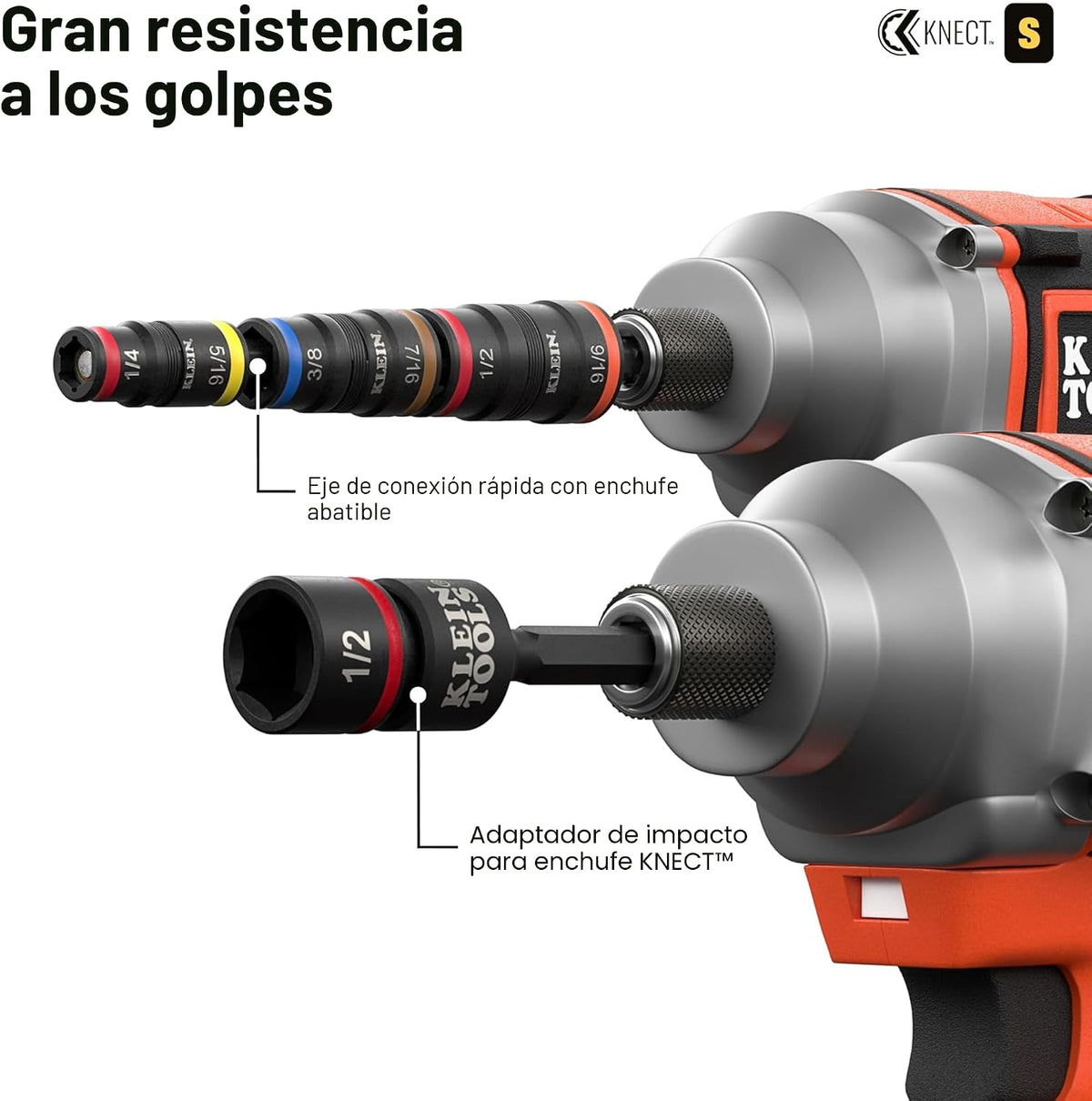 Klein Tools 65301KNECT Juego de llaves de impacto, KNECT (S) Juego de herramientas SAE de paso y zócalo abatible, adaptador de destornillador de impacto, organización de herramientas MODbox
