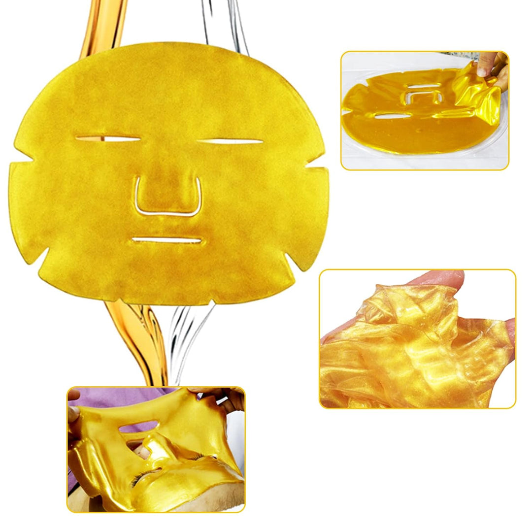 Adofect Paquete de 12 máscaras faciales de gel de oro de 24 quilate...